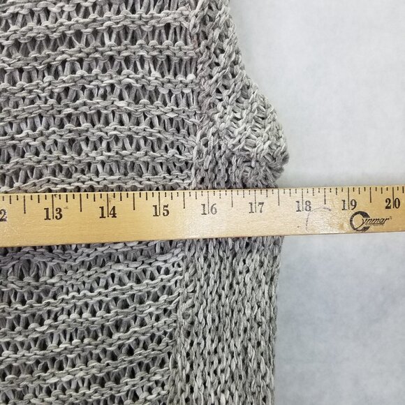 Eileen Fisher Open Knit Sweater Women's M Italian Yarn Pockets Scoop Neck Gray - Picture 15 of 15